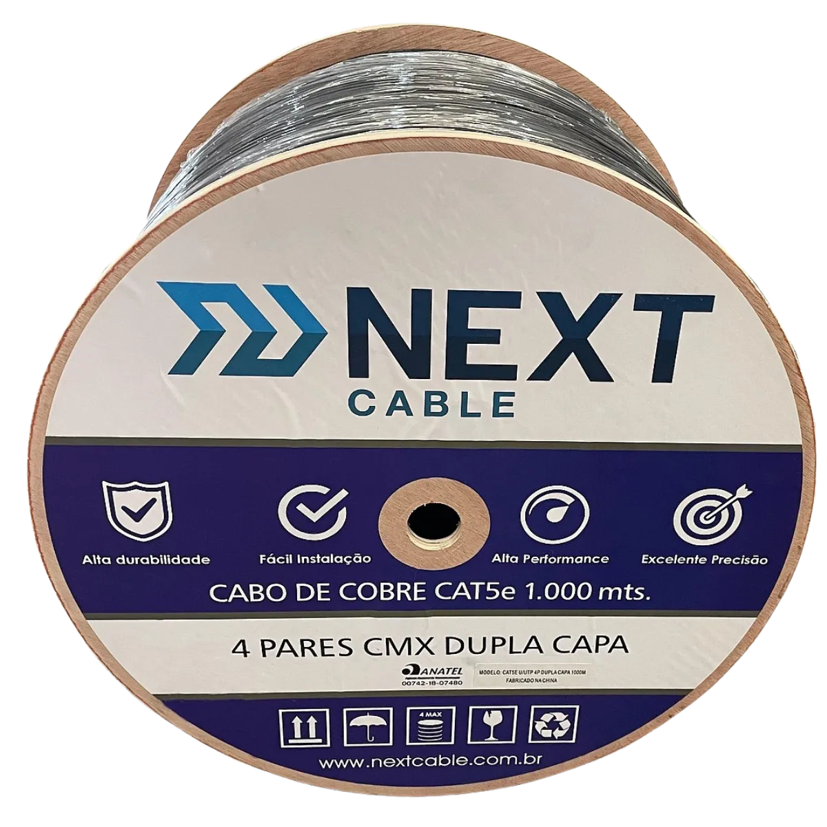 Cabo de Rede CAT5E 4 Pares Dupla Capa 1km